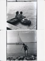 cca 1965 Nyári örömök a Velencei-tó partján, 8 db korabeli negatívról készült mai nagyítások, képméret 10x10 cm, 10x15 cm-es fotópapíron