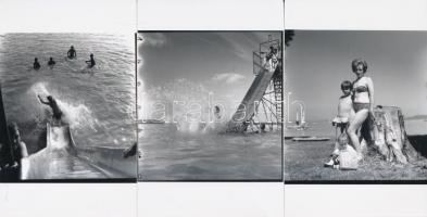 cca 1965 Nyári örömök a Velencei-tó partján, 8 db korabeli negatívról készült mai nagyítások, képmér...