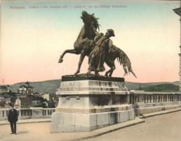 Budapest, 2 db RÉGI, használatlan, hajtatlan kinyitható, városképes képeslap, Vörösmarty-szobor, Csi...