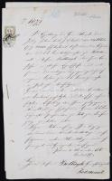 1856 Német nyelvű birtokügyi okmány, 6 kr okmánybélyeggel