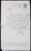 1856 Német nyelvű birtokügyi okmány, 6 kr okmánybélyeggel