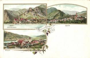 Wachau; Dürrenstein, Spitz, Rosatz, floral litho