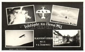 Selmecbánya, Banska Stiavnica; MLL repülő szakosztály képeslapja / aircrafts