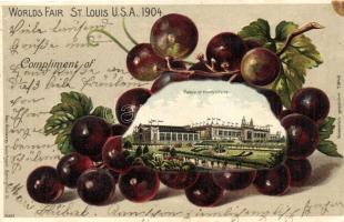 1904 St. Louis, World's fair, Palace of Horticulture, grapes, Geo Coldewey Sole Agent 10363. Emb. litho (small tear)