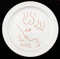 Jean Cocteau tervezte Bauscher Welden porcelán tányér, matricás, jelzett, apró kopásnyomokkal, d: 25,5 cm