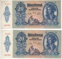 1941. 20P (2x) közeli sorszám T:I-,II