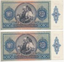 1941. 20P (2x) közeli sorszám T:I-,II