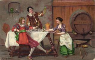 People in the Vinecellar, s: V. Schivert, litho