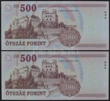 2013. 500Ft (2x) alacsony sorszámmal, sorszámkövetők T:I