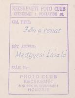 cca 1960 Medgyesi Gusztáv (Kecskemét): Jön a vonat, feliratozott vintage fotóművészeti alkotás a sze...