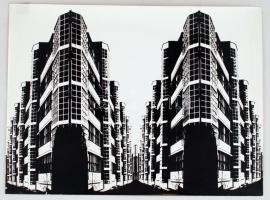 cca 1985 Fazekas P.: Szimmetria, feliratozott vintage fotóművészeti alkotás, kartonra ragasztva, 30x40 cm