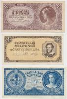 1946. 1.000.000MP + 1.000.000.000MP + 10.000BP mindhárom hamis "MINTA" perforációval (with fake perforation) T:III