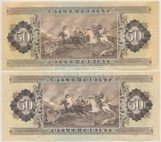 1986. 50Ft (2x) egyik nyomdai papírránccal T:II,III mindkettőnél ropogós papír