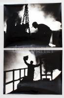 cca 1975 Bahget Iskander: Kohászok I-V. fotósorozat, 5 db feliratozott vintage fotóművészeti alkotás, 40x30 cm