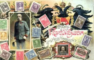 60 Jährige Regierungs-Jubiläum / Franz Joseph, 60th anniversary of reign, set of Austrian stamps, Ottmar Zieher (EK)