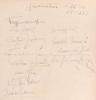 1937-40 A budapesti olasz nagykövetség, vagy az Olasz Intézet emlékkönyve több száz aláírással, közt...