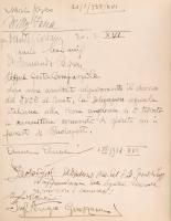 1937-40 A budapesti olasz nagykövetség, vagy az Olasz Intézet emlékkönyve több száz aláírással, közt...