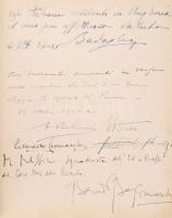 1937-40 A budapesti olasz nagykövetség, vagy az Olasz Intézet emlékkönyve több száz aláírással, közt...