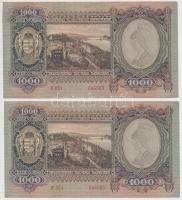 1943. 1000P (3x) sorszámkövetők, nyomdai papírránccal T:I-