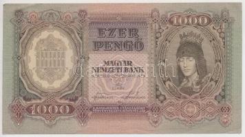 1943. 1000P (3x) sorszámkövetők, nyomdai papírránccal T:I-