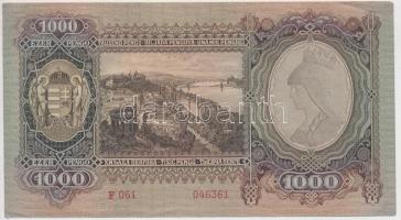 1943. 1000P (3x) sorszámkövetők, nyomdai papírránccal T:I-