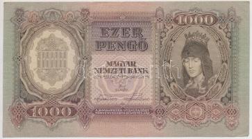 1943. 1000P (3x) sorszámkövetők, nyomdai papírránccal T:I-