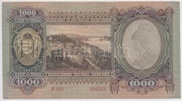 1943. 1000P (3x) sorszámkövetők, nyomdai papírránccal T:I-