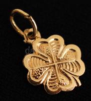 Arany lóhere medál, Au., 14K, 0,6gr.,jelzett/Gold clover pendant, Au. 14K, 0,6gr., marked