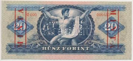 1969. 20Ft "MINTA" felülnyomással és perforációval "D000 - 000493" sorszámmal, g...