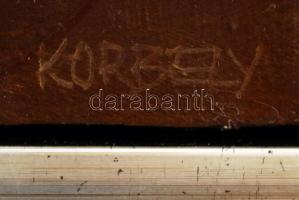 Korbely István (1960-): Pipacsok. Olaj, vászon, jelzett, fa keretben, 41x23 cm