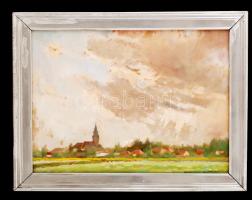 Zádor István (1882-1963): Szolnok 1940. Tempera, karton, jelzett, üvegezett keretben, 28×38 cm