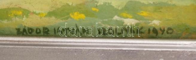 Zádor István (1882-1963): Szolnok 1940. Tempera, karton, jelzett, üvegezett keretben, 28×38 cm