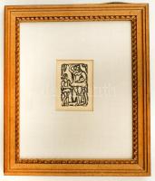 Georges Rouault (1871-1958): Balerinák. Fametszet, papír, jelzett a dúcon, üvegezett keretben, 6×4 cm