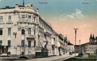 Temesvár, Timisoara; Hunyadi út, villamos / street, tram