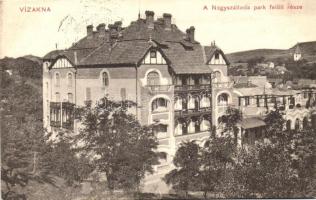 Vízakna, Ocna Sibiului; Nagyszálloda park felöli része, kiadja Takács Jenő / grand hotel