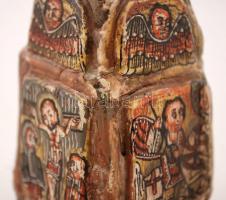 XVII-XVIII. század: Etiópiából származó vallási kegytárgy, kézzel festett, üreges bronz, oldalán val...