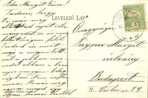 Dunamocs, Moca; Iskola, Római katolikus templom, kiadja Zajos Mihály / school, Roman Catholic church