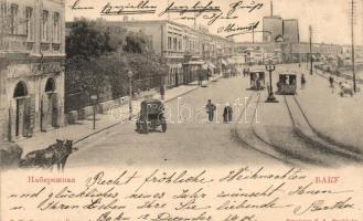 Baku, port, tram, horse carriage (Rb)