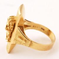 Oroszlános 18K arany (Au) gyűrű / 18C gold ring with lion 10,1 g, Size: 56