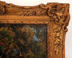 Szabó Aurél (1888-1964): Házudvar. Olaj, karton, jelzett, antik keretben, 50×60 cm