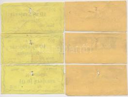 Buda 1873. 10kr (3x) benne 2db sorszámkövető + 50kr (3x) "Mázsapénz" zab illeték lerovásár...