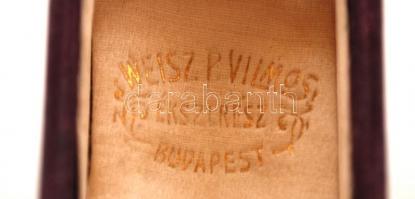 Weisz P. Vilmos Ékszerész(Budapest) gyűrűtartó ékszeres doboza, 4,5x3x4 cm