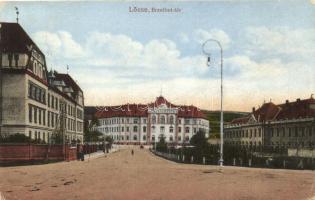 Lőcse, Levoca; Erzsébet tér, Törvényszéki palota, Főreáliskola, kiadja Braun Fülöp / square, palace of court, school (EK)