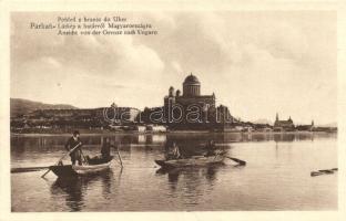 Párkány, Stúrovo; látkép a határról Magyarországra, kiadja Gondos Vilmos / view from the border to Hungary
