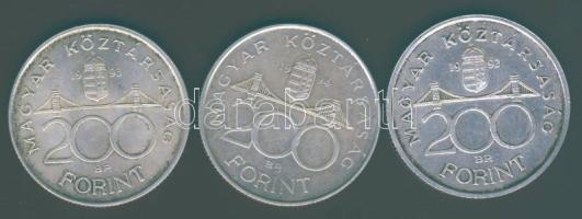 1992,93,94. 200Ft Ag "MNB-Deák" T:2,BU