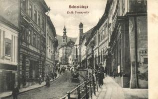 Selmecbánya, Banská Stiavnica; Deák Ferencz utca, Hungária szálló és kávéház, kiadja Grohmann / street, hotel and restaurant (EK)