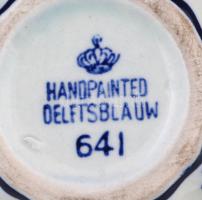 Delftsblau kék-fehér mini váza és bonbonier tetővel, kézzel festett, hibátlan, jelzett, m: 7 és 8 cm...