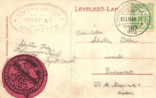 Szitnya, Sitno; Hegyi pavilon, menedékház, hátoldalon Természetbarátok Turistaegyesülete pecsét / mo...