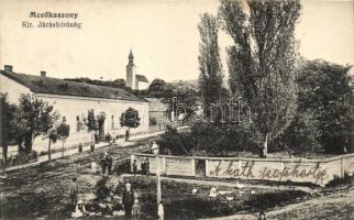 Mezőkaszony, Koson; Királyi Járásbíróság, Katolikus pap kertje, kiadja Klein Béla / court, garden