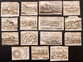 Magyar várak rézmetszetű képeinek gyűjteménye a XVII. századból. Összesen 17 db. Munkács, Szolnok, S...